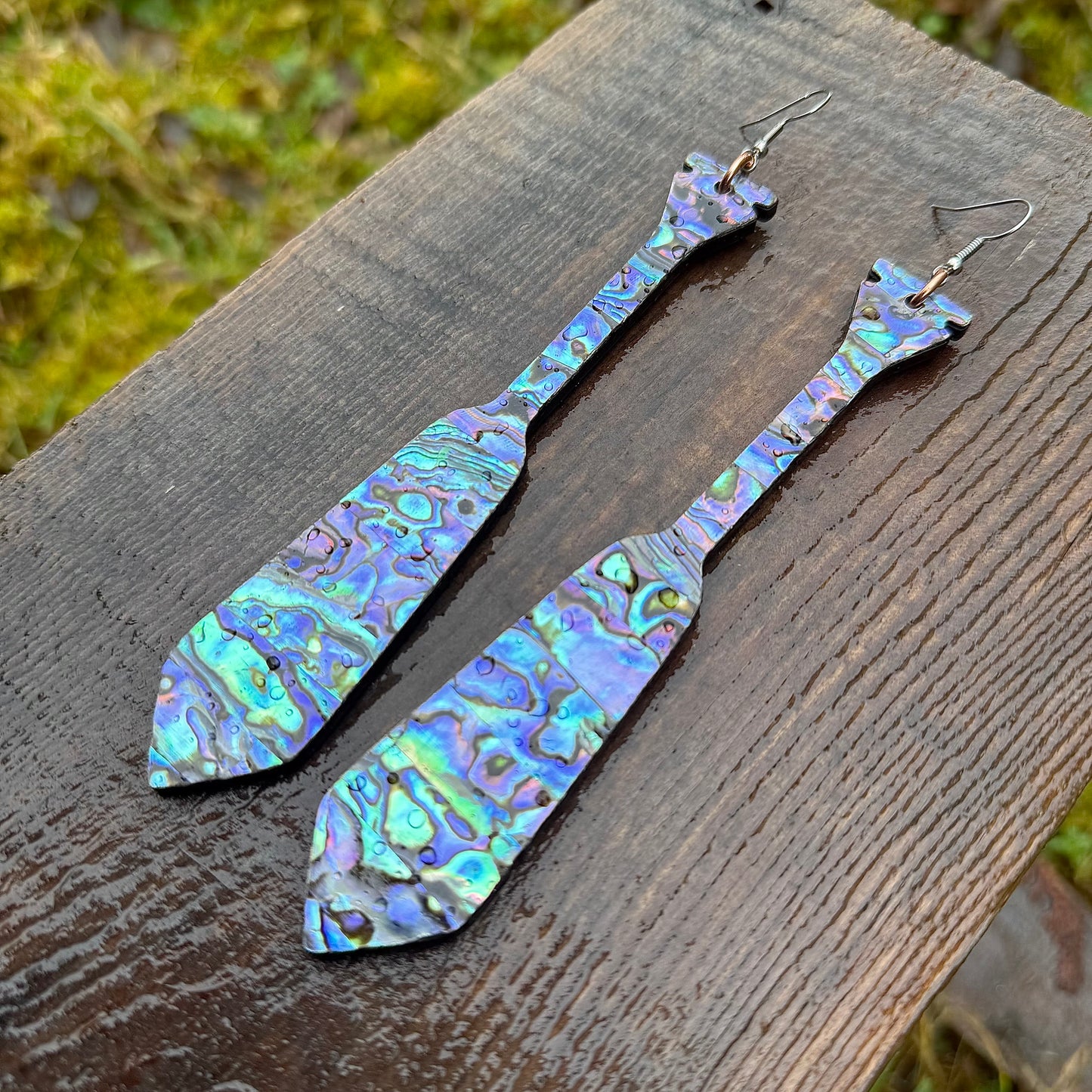XXL Abalone Canoe Paddle Earrings