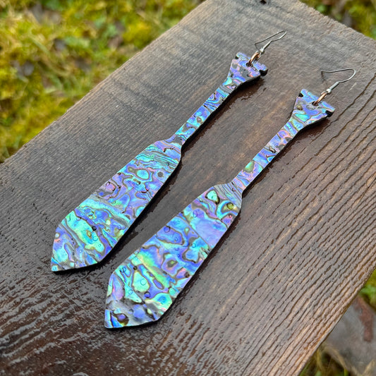 XXL Abalone Canoe Paddle Earrings
