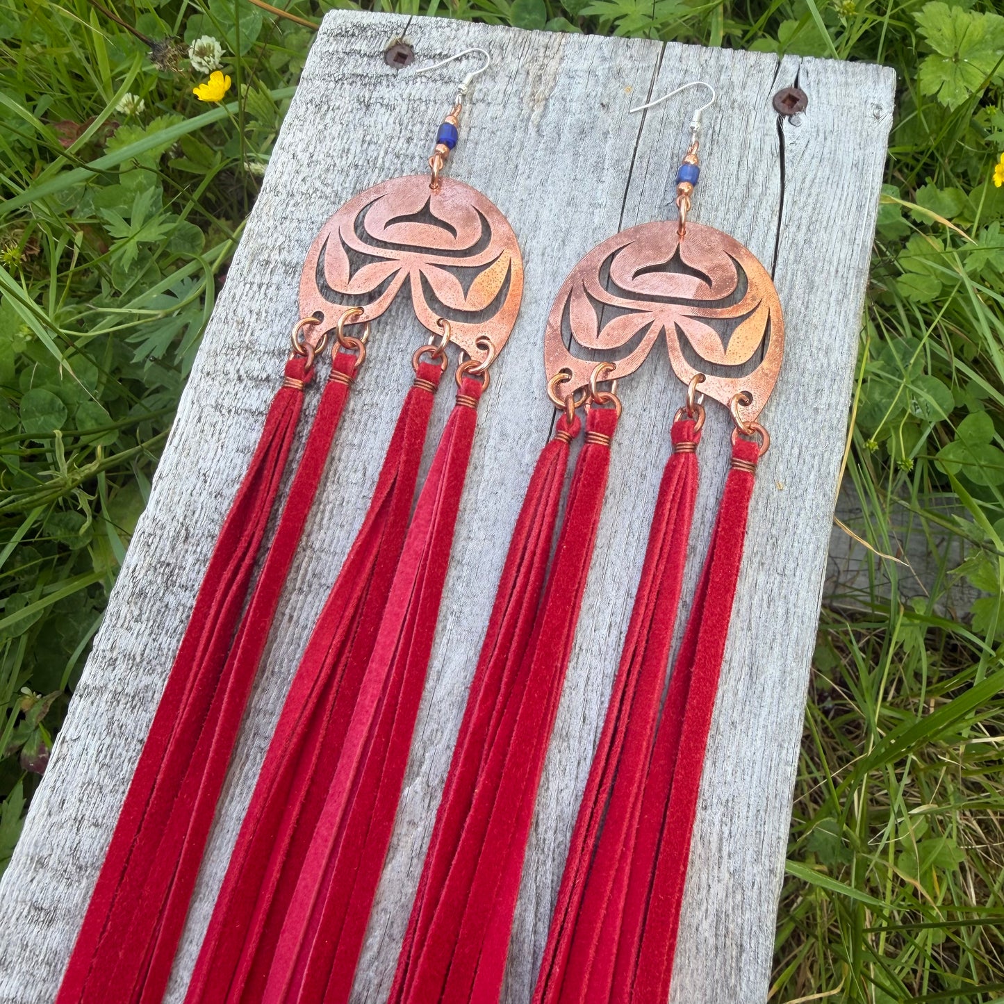 Copper Haida Killer Whale Tail Earrings