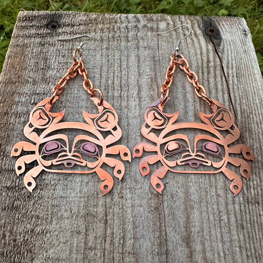 Copper Haida Crab Earrings