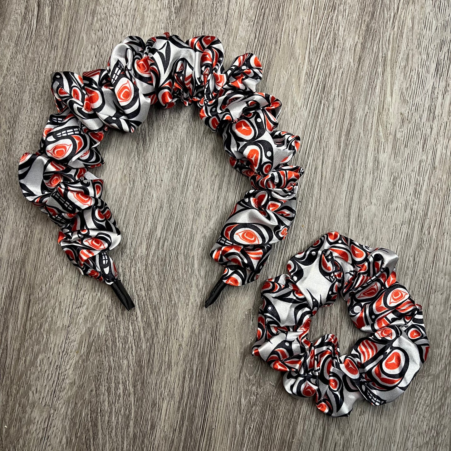 One Scrunchy Headband With Matching Mini Scrunchy